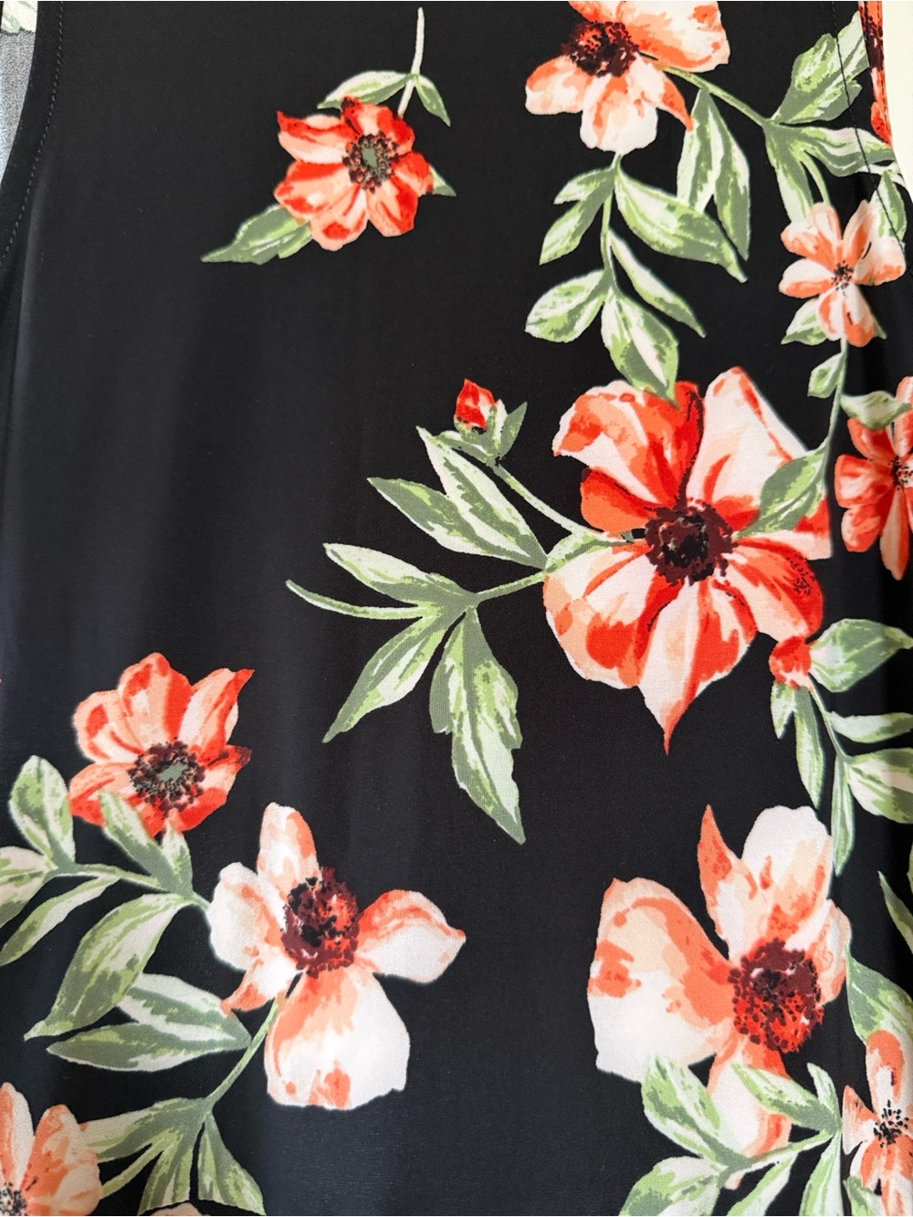 RACHEL Rachel Roy Black Floral Dress with Peach &Green Accents wrap front& skirt - Picture 7 of 7